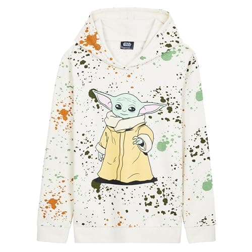 Image of Disney Stitch Hoodie for Girls Teens, Warm Hooded Sweatshirt Soft Fashion Jumper Casual Activewear Long Sleeve Pullover Stitch Gifts (Cream Baby Yoda, 11-12 Years)