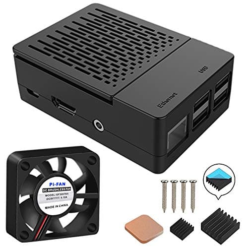 Image of GeeekPi ABS Case for Raspberry Pi 3B/3B+, with 30mm Fan 30X30X7mm and 3pcs Heatsinks for Raspberry Pi 3 Model B/B+ (Black)
