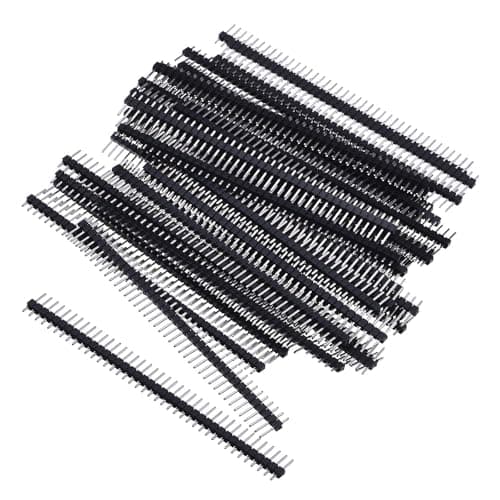 Image of 50Pcs 2.54mm Single Row Pin Headers: Single Row 40 Pin Breakaway PCB Board Header Pins Connector Male and Female Header Kit for Arduino - Ideal for Prototype Shield and DIY Electronics