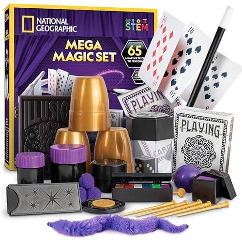 Image of NATIONAL GEOGRAPHIC Mega Magic Set - 65 Magic Tricks for Kids to Perform with Step-by-Step Video Instructions Provided by a Professional Magician