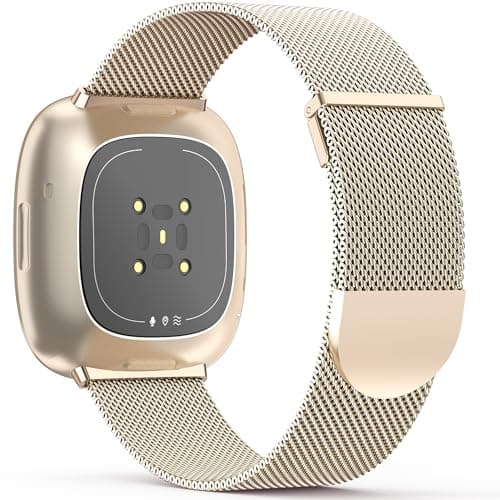 Image of Higgs Magnetic Strap Compatible With Fitbit Versa 3/4, Sense/Sense 2 for Women Men - Adjustable Replacement Band, Champagne Gold Fashion Metal