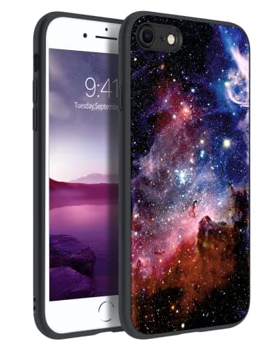 Image of BENTOBEN iPhone Case - Glow in the Dark, Hard PC, Soft Rubber Bumper, Shockproof, Nebula Pattern, Compatible with iPhone SE 2020, SE 3 2022, 8, 7