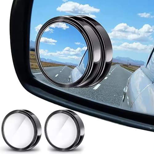 Image of 2 Pack Blind Spot Mirrors, 360° Rotatable Adjustable Round Wide Angle Wing Mirror, HD Glass Waterproof Universal Car Mirror for Car, SUV Trucks (Black)