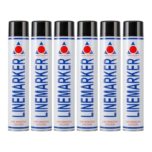 Image of Aerosol Solutions Line Marker, Grass and Road Spray Paint, Black, 750 ml (Pack of 6)