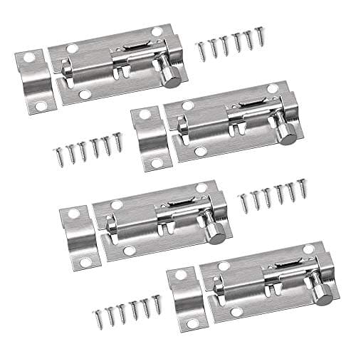 Image of 4 Small Bolt Lock, Door Bolt Barrel Sliding Latch Lock with Screws for Bathroom, Pet Doors, Fences, Shed Doors, 50mm