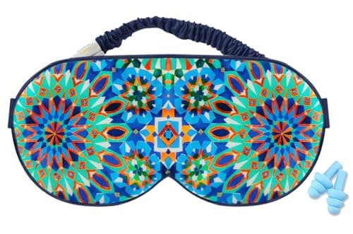 Image of Sleep Mask,Silk Eye Mask for Sleeping Women/Men/Girls,19 Momme Both Sides 100% Pure Mulberry Silk Blackout Anti-Allergy Blindfold with Elastic Strap for Night,Travel,Nap,Meditation (Peacock Blue)