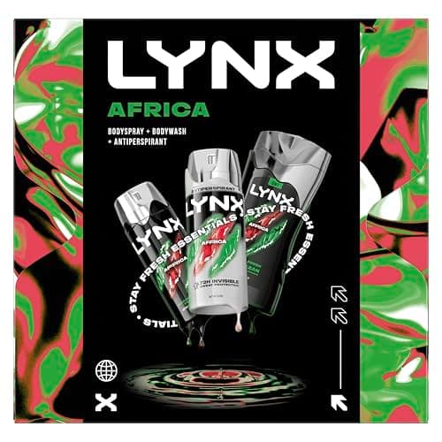 Image of Lynx Africa Trio Gift Set with a body spray, a body wash and an anti-perspirant perfect for any occasion 3 piece
