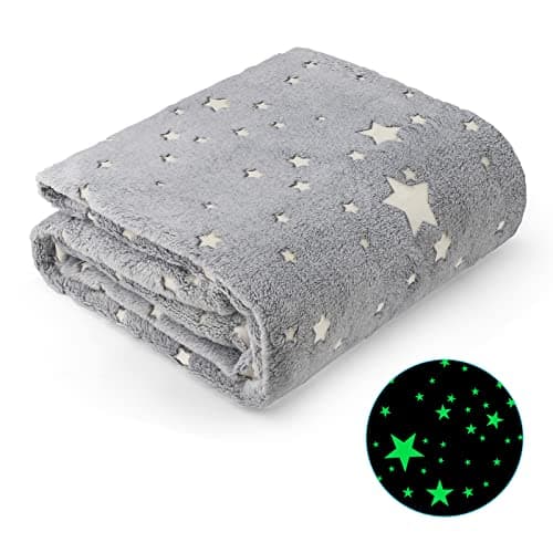 Image of Ranedo kids Blanket, Glow in the Dark Blanket 150cm x 190cm, Star Throw Kids Cozy Flannel Fleece, All Seasons Throw Christmas Holiday Birthday Gifts for Boys Teen Children Adults, Grey
