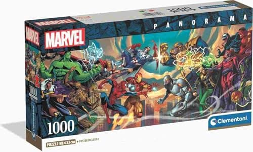 Image of Clementoni Puzzle Panorama 1000 pieces Marvel Heroes VS Villains, Puzzle for Adults 14-99 Years, Compact box, 37056, Made in Italy