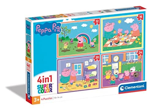 Image of Clementoni - 21516-4 In 1 Supercolor Puzzle - Peppa Pig - 12+16+20+24 Pieces, Jigsaw Puzzle For Kids Age 3, Puzzle Cartoon, Made In Italy