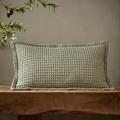 Image of Pineapple Elephant Jaipur Chunky Waffle Cotton 30x50cm Cushion Sage Green