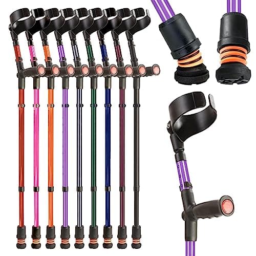 Image of Flexyfoot Shock Absorbing Soft Grip Double Adjustable Crutch - Single - Lilac - Improve Safety, Improve Grip, Reduce Shocks & Jarring