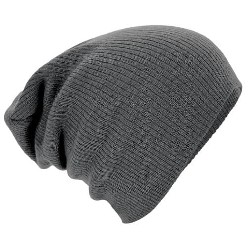 Image of Beechfield - B461 Grey Slouch Beenie Hat - Unisex Winter Hat, Classic Knit and One Size Beenie Hat - Double Layer - 100% Soft Acrylic