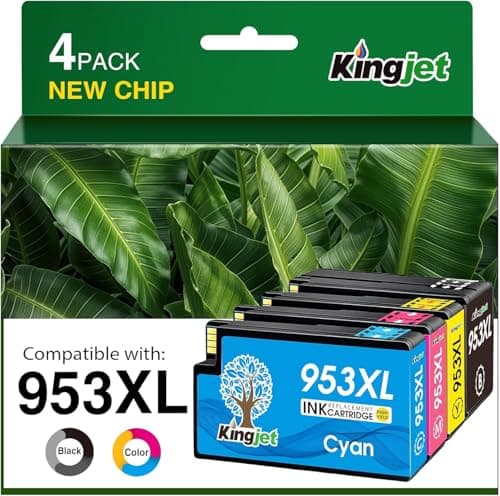 Image of KINGJET 953XL Ink Cartridges Multipack New Chip Remanufactured for HP 953 XL Ink Cartridges Compatible with OfficeJet Pro 7720 7740 8710 8218 8715 8718 8719 8720 8725 8728 8730 8740 7730 8210 Printer