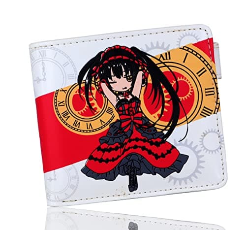 Image of Roffatide Anime Date A Live Wallets for Girls Bi-Fold Short Faux Leather Wallet Travel Slim Wallet with Zip Coin Pocket White/Red