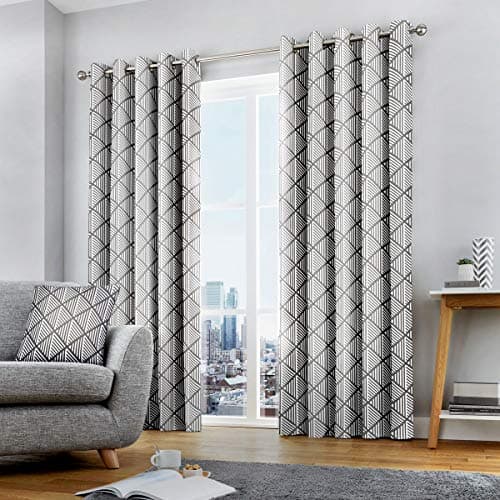 Image of Fusion - Brooklyn - 100% Cotton Ready Made Pair of Eyelet Curtains - 90" Width x 90" Drop (229 x 229cm) in Ochre