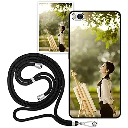 Image of Sunrive Personalised Custom Case compatible with Xiaomi Mi 5s, Soft TPU matte Shock Absorbing Customised Cover with your own photo, image, Picture, or text+1 x universal Phone Strap black