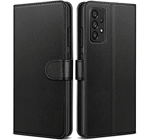 Image of NWNK13 For Samsung Galaxy A33 5G Case Leather Wallet Book Flip Stand View Phone Cover with Card Holder Slots Compatible with Galaxy A33 5G (Black)