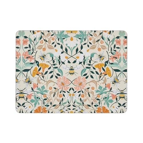 Image of Ulster Weavers - Bumble Bee Place Mats for Table - 4x Pieces (21 x 29 x 0.5cm) - Cork Placemats Set of 4 - Table Mats with Honeybee & Flowers