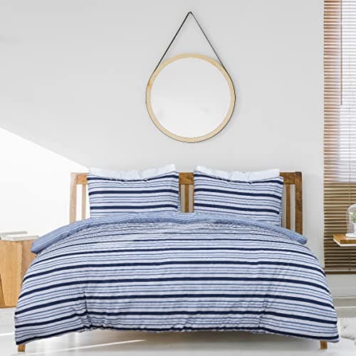 Image of Sleepdown Duvet Cover Set, Navy White, Double