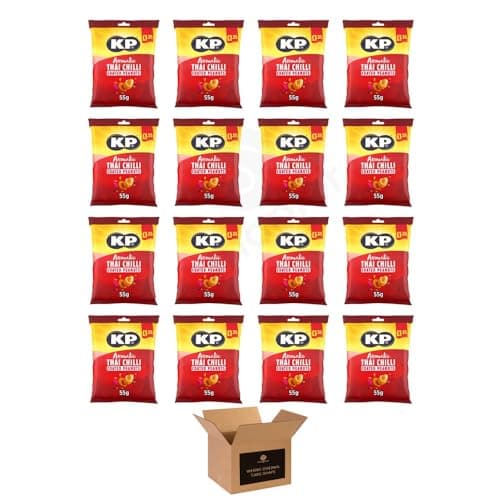 Image of Shopior Aromatic Peanuts Multipack | Spicy Crunchy Coated Nuts | Bold Flavour Savoury Snack | Perfect for Parties, Lunchboxes & On-the-Go Snacking (KP Thai Chilli Coated PM£1.35-55g x 16 Pack)