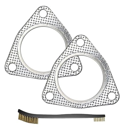 Image of Strongthium 2-Pack 3 Inch 3-Bolt Exhaust Gasket with Steel Fire Ring 76.2mm High Temp ID Flange Gasket 5-Layer Graphite Core Replacement for Muffler Header Downpipe Catback Exhaust Systems