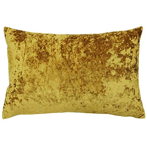 Image of Verona Cushion Cover Rectangle - Ochre Yellow - Velvet Feel - Crushed Velvet Look - 100% Polyester - 40 x 60cm (16" x 24" inches) - Made by Riva Paoletti - Designed in the UK