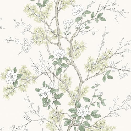 Image of Belgravia Decor Bridget Delicate Floral Oriental Themed Matte Finish Wallpaper Perfect for Romantic Bedrooms Living Rooms Hallways Feature Wallcovering Cream (750)