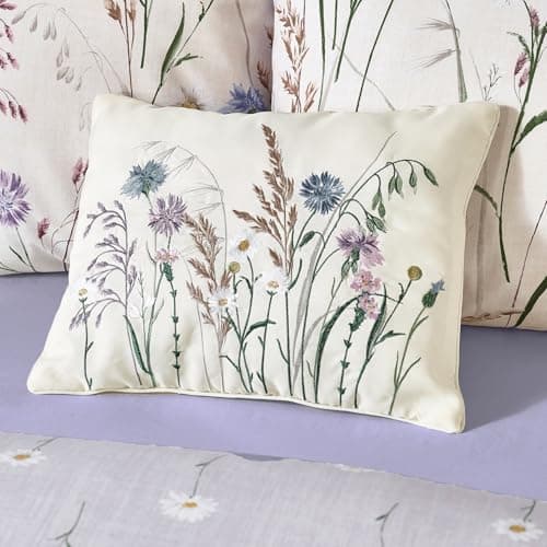 Image of Catherine Lansfield Grasmere Floral Embroidered 30x40 cm Cushion Lilac