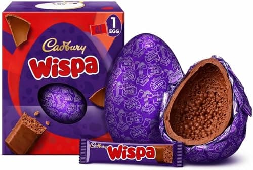 Image of Cadbury Dairy Milk Wispa Chocolate Easter Egg, Includes 1 Large Egg and 1 Chocolate Wispa Bar Perfect For Easter Egg Hunt Great Gift For Kids & Adults
