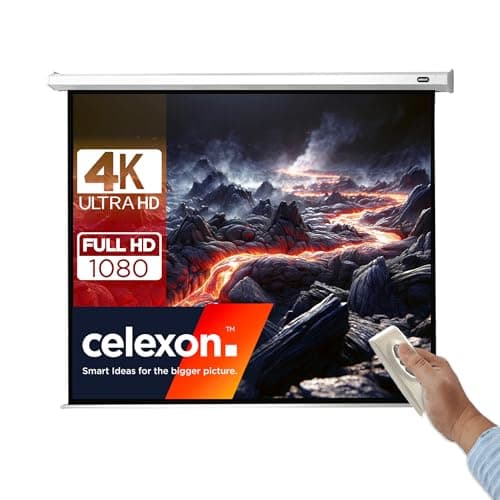 Image of celexon Economy Electric screen 80" | 160x120 cm 4:3 | Electric 4K, full HD projector screen for office presentations & your home cinema | for wall and ceiling mounting | incl. remote control