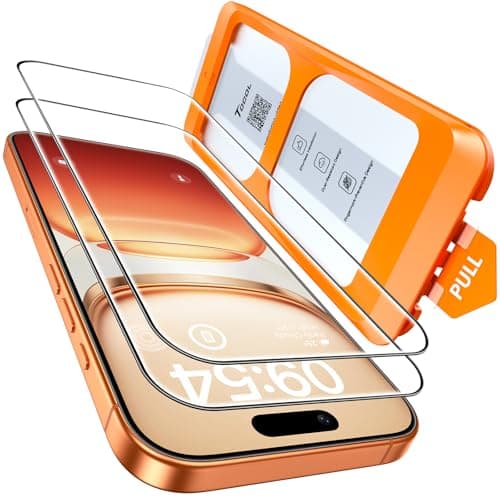 Image of TOCOL Screen Protector for iPhone 16 Pro, Instant Installation, Tempered Glass HD Clear, Full Coverage Protection, Military Grade Shatterproof, Case Friendly for iPhone 16 Pro, 2 Pack