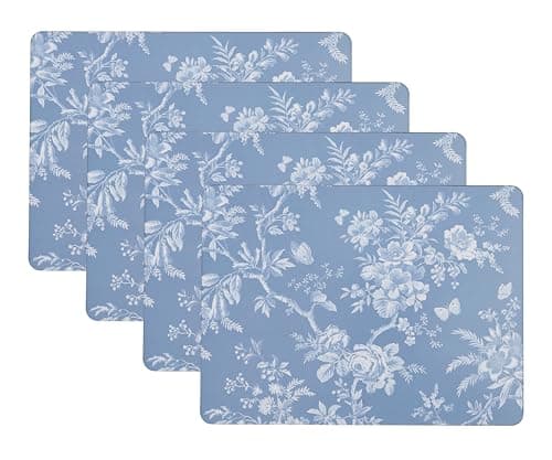 Image of Laura Ashley Cork Placemats 16 x 12-inch for Kitchen and Dining Tables, Heat Resistant, Durable, Easy Clean, Set of 4, Walled Garden