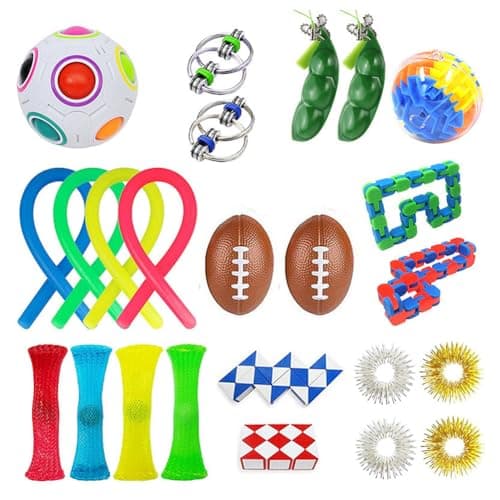 Image of Sensory Fidget Toys Pack With Box ,24pcs Fidget Sensory Toys Set, Stress Relief & Anxiety Toys, for ADHD, Autism, Party Favors & Classroom Prizes for Boys Girls Children -D