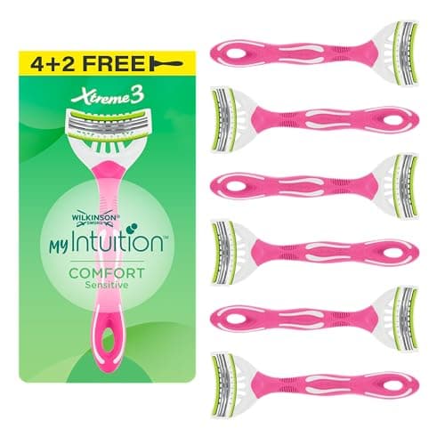 Image of Wilkinson Sword myIntuition Xtreme 3 Comfort Sensitive Women's Disposable Razors, 4 Pack of Sensitive Skin Razors for Women Plus 2 Bonus Razors