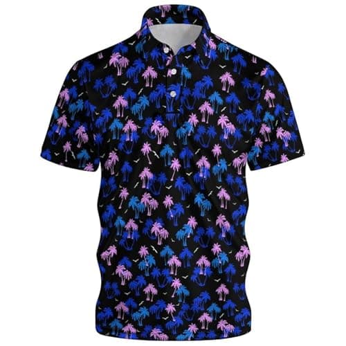 Image of Polo Shirts for Men Adult Stylish Printed Casual Comfortable Classic Fit Daily Wear and Easy (Dark Blue, S)