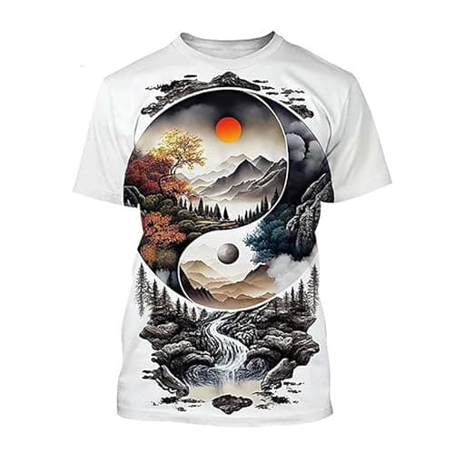 Image of Tai Chi Yin Yang The Eight Diagrams Men's 3D Printing T-Shirt Cool Dragon Graphic Outdoor Casual Round Neck Short Sleeve Tops