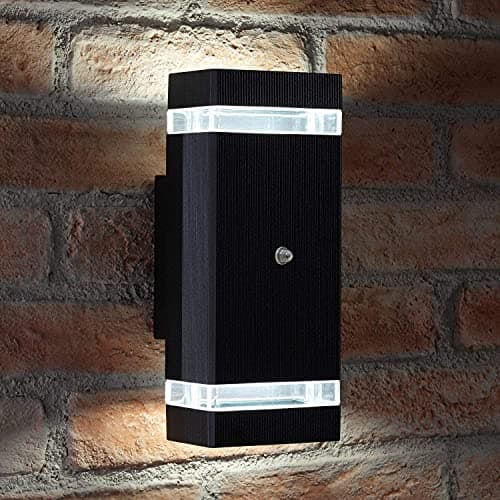 Image of Auraglow Dusk Till Dawn Sensor Double Up & Down Outdoor Wall Security Light (Black, Cool White)