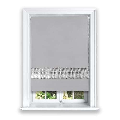 Image of Lister Cartwright Diamante Roller Blinds For Windows - 60 x 165 CM - Easy to Fit Blackout Roller Blinds with Child Safety Included - Grey Color