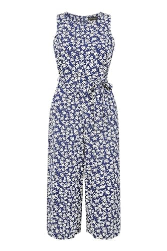Image of Mela London Mela Navy Ditsy Print Culotte Jumpsuit 18 Navy