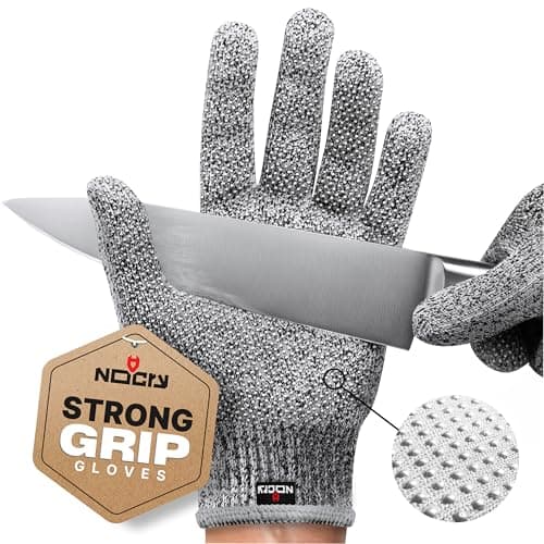 Image of NoCry Cut Resistant Gloves with Grip Dots - High Performance Level 5 Protection, Food Grade. Size Extra Large, Free Ebook Included!