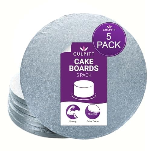Image of Culpitt 10" Cake Board | 5 Pack | Cake Drum, Silver Fern, 10 Inch (254mm) Round, 12mm Thick, (Pack of 5 Boards)