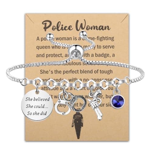 Image of FAADBUK Police Officer Bracelets for Her Police Women Appreciation Gift Police Academy Graduation Gift, S, Metal, no gemstone