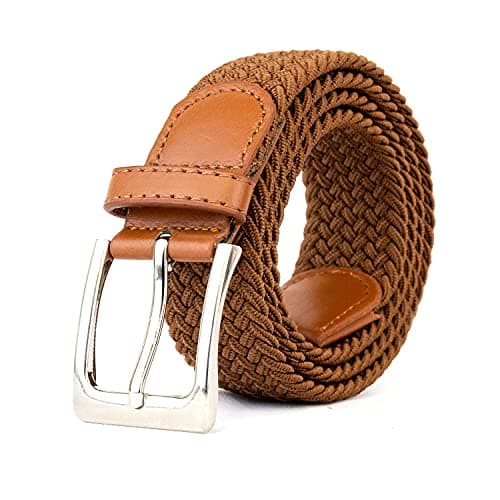Image of Woodland Leathers Elastic Braided Belt, Unisex Men Women Casual Stretch Woven Belt (Brown, Medium-Large)