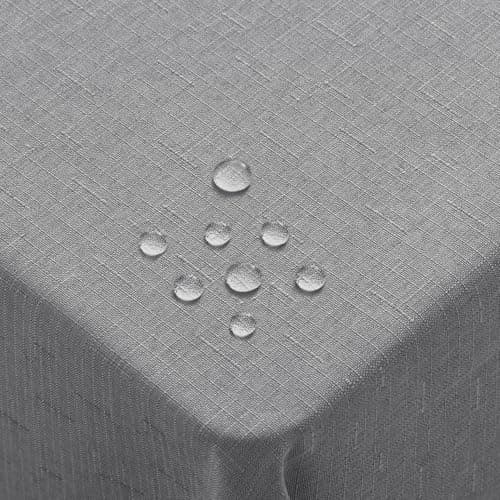 Image of Homaxy Linen Table Cloth Wipe Clean 140x240 cm, Wipeable Water Resistant Rectangular Tablecloth, Fabric Washable Dining Table Cover for Kitchen Indoor Outdoor, Grey