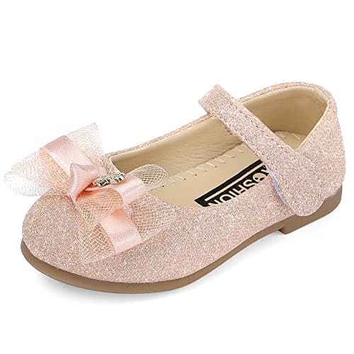 Image of MK MATT KEELY Girls Party Wedding Shoes Mary Jane Ballet Dress Flat with Bow for 2-7 Years Toddlers Kids Pink,5.5 UK Child(CN23)