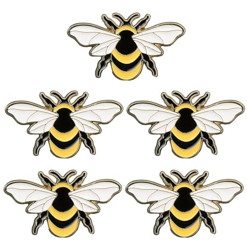 Image of 5PCS Animal Insect Decorative Bee Brooch Pin Set – Cartoon Honey Bee Brooch, Bee Shape Pin Brooch, Metal Pin Badges for Jacket Backpack Dress & Other Clothing Decoration Badge Backpack Ornament Brooch