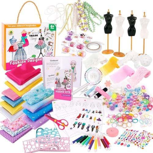 Image of Fashion Design Studio Girls - Sewing Twin Mannequin Display, Portable Garment Craft Kit, Kids Lab Learning Skills Doll Outfit | Dressmaking Practice Set Creative Hobby for Art Training