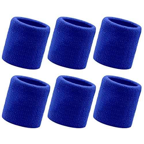 Image of Wristbands Set, 6PC Sports Sweatbands Men Women, Sweat Wrist Sweatbands, Soft Thickened for Basketball Gym Gymnastics Tennis Soccer - Blue