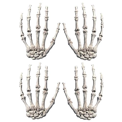 Image of Lezevn 2 Pairs Halloween Skeleton Hand Haunted House Horror Decoration Props Halloween Ghost Hand Props Accessories for Home Indoor Pendant Ornaments